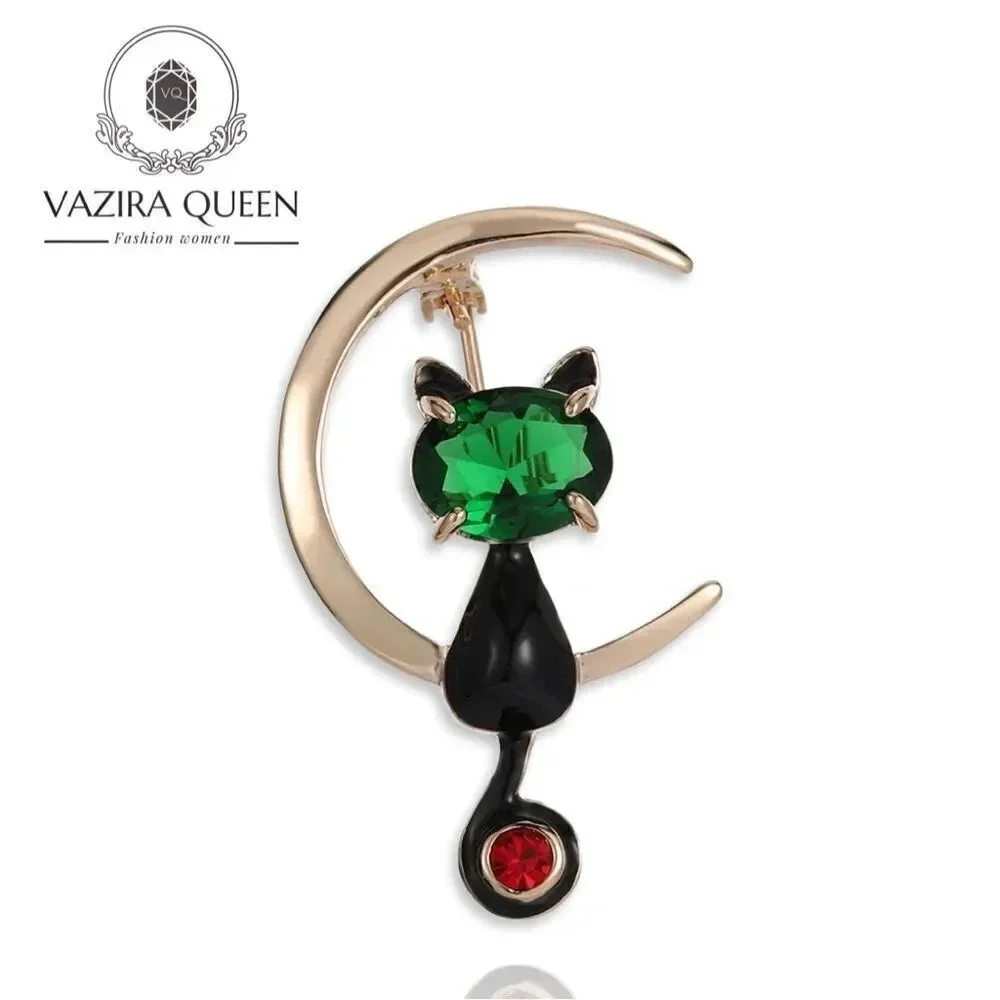 VQ Cat on the Moon Brooch